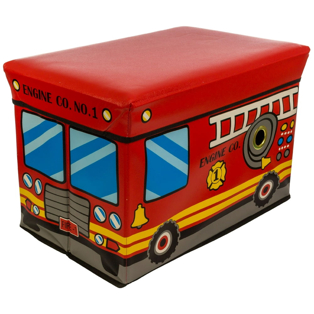 fire truck toy box and desk