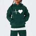 thumbnail image 2 of Ruyang Hoodie for Girls Heartbeat Heart Print Lightweight Long Sleeve Pullover Sweatshirt Toddlers Back to School Clothes, 2 of 6