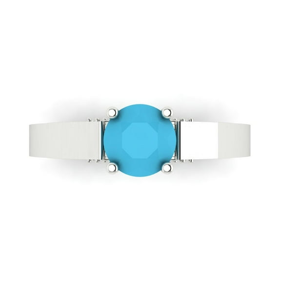Clara Pucci 14K White Gold 1.06ct Turquoise Solitaire with Accents Ring