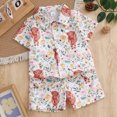thumbnail image 2 of KPOPLK Toddler Baby Boy Clothes Boys Solid Color Texture Button Up Collared Shirt Top Shorts 2 Piece Set Summer Casual Outfits(5-6 Years,White), 2 of 9