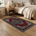 thumbnail image 2 of ODIKA 5'x7' Washable Area Rug Bathroom Ornamental Way Border Symmetrical Distressed Stairs for Guest Room, Lounge, Apartment, Non-Slip Low Profile, Stain Resistant, 2 of 7