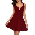 thumbnail image 2 of DHFJKG Dresses For Women Summer V Neck Sleeveless Sexy Stretchy Solid Color Party Mini Dress A Line Formal Casual Wear Spaghetti Strap Versatile Dresses, 2 of 7