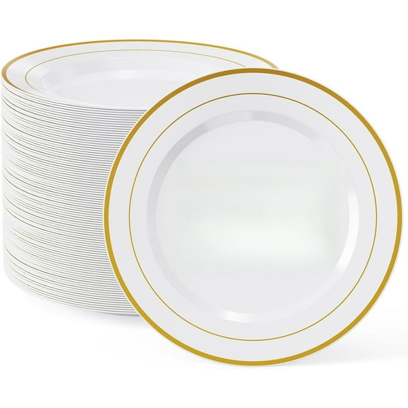 Plastic plates, disposable plates, heavy-duty plastic plates for dinners, birthdays and weddings