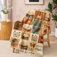thumbnail image 3 of SPXUBZ Books Coffee Butterfly Botanical Grid Pattern Flannel Throw Blanket Soft Warm Cozy Fleece Blanket Gift for Book Lovers Bed, 3 of 3