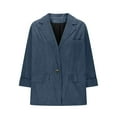 thumbnail image 5 of Fnooota Women's Blazer Jackets, Business Lapel 3/4 Sleeve Casual Work Office Blazers Dark Blue Size M, 5 of 5