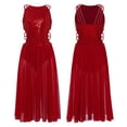 thumbnail image 3 of Aislor Girls' Asymmetrical Tutu Skirted Leotard Sequined Ballroom Lyrical Dress Latin Ballet Dancewear Burgundy 6, 3 of 7