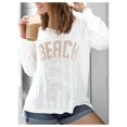thumbnail image 3 of Camisa COZYEASE de cobertura para playa con estampado de letras, blanca, talla M, 3 of 3