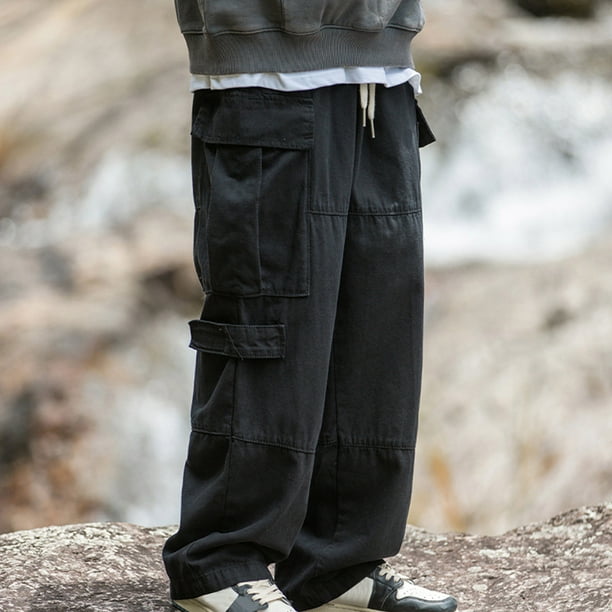 Penkiiy Baggy Cargo Joggers for Men Y2k Gothic Streetwear Wide Leg