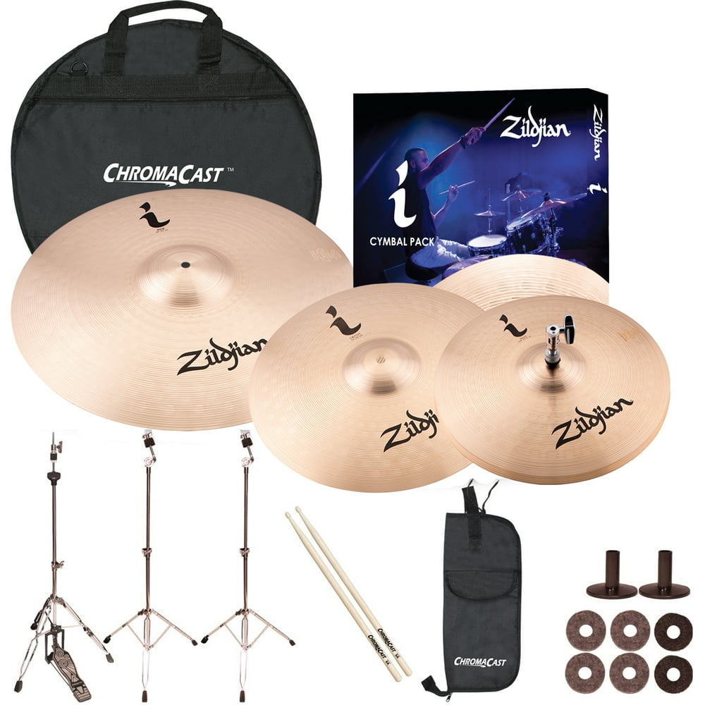 Zildjian ZBT Complete Cymbal & Hardware Set. Includes 20" Ride, 16" Medium Crash, 14" HiHats, 2