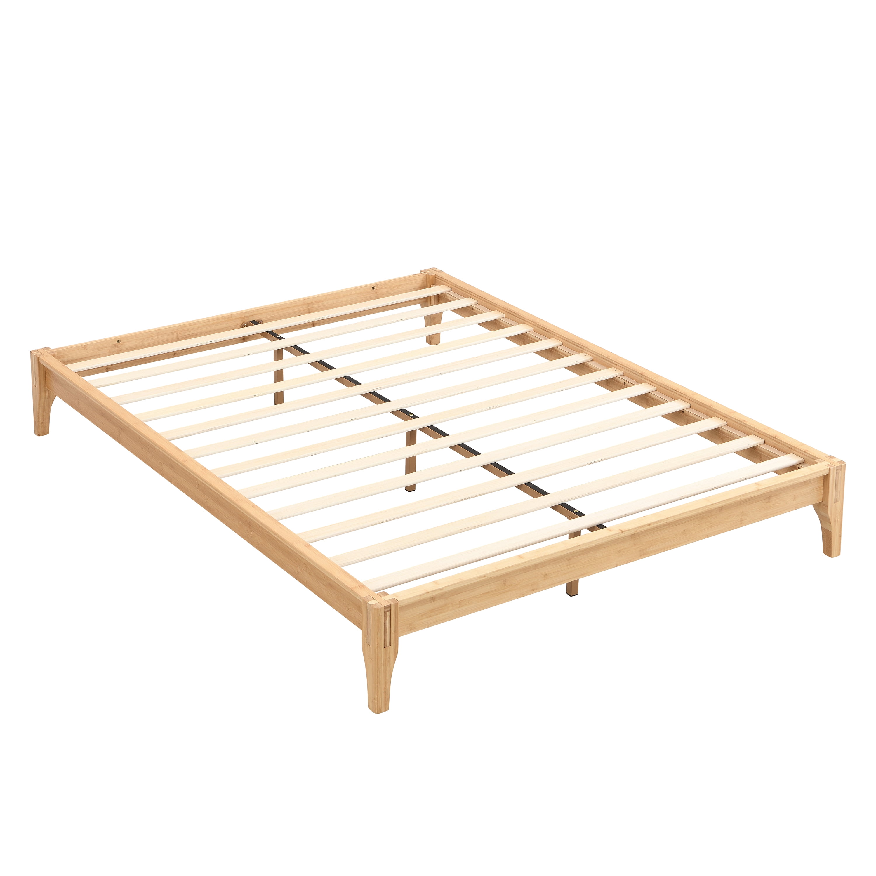Euroco Dry Bamboo Wood Platform Bed Frame, 12 inch Height Full Size Bed, Natural