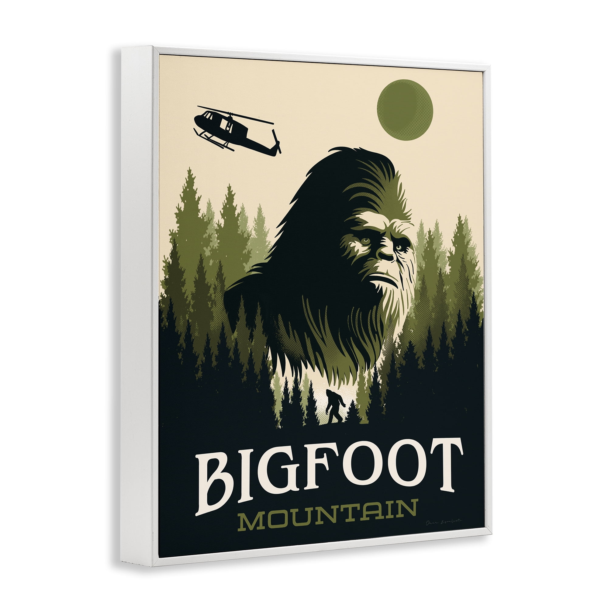 Stupell Industries Bigfoot Mountain Forest White Framed Giclee Art, design by Omar Escalante