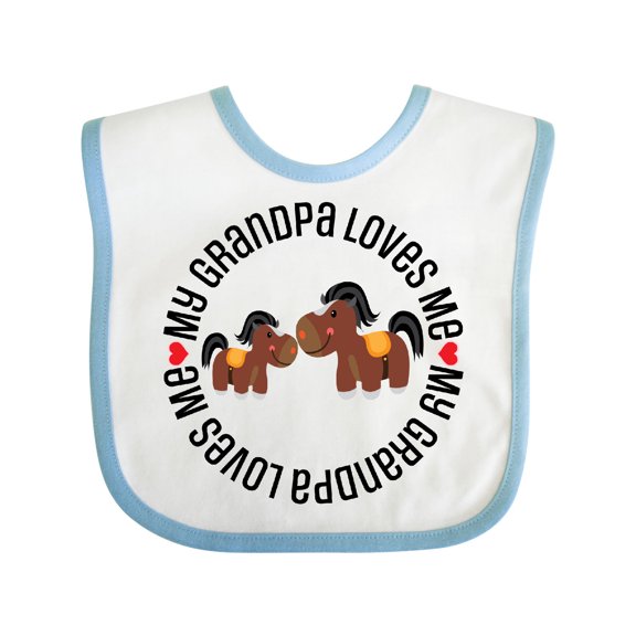 Inktastic Grandpa Loves Me Grandchild Horse Boys or Girls Baby Bib
