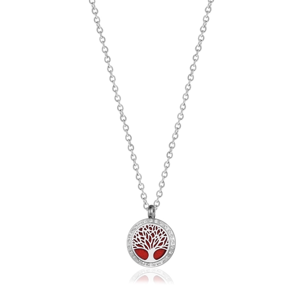 Anavia Aromatherapy Tree of Life Diffuser Crystal Rhinestone Necklace & Organic Gift for Wife Girlfrien Fiancee Essential Oil Anniversary Birthday Gift for Her Jewelry Gift Set Ships Next Day!