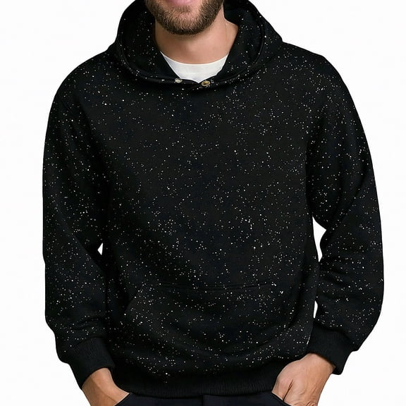Babcutegg Mens Long Sleeve Pullover Hoodie Comfort Cotton Fashion Sequin Casual Sweatshirt with Pocket Size M