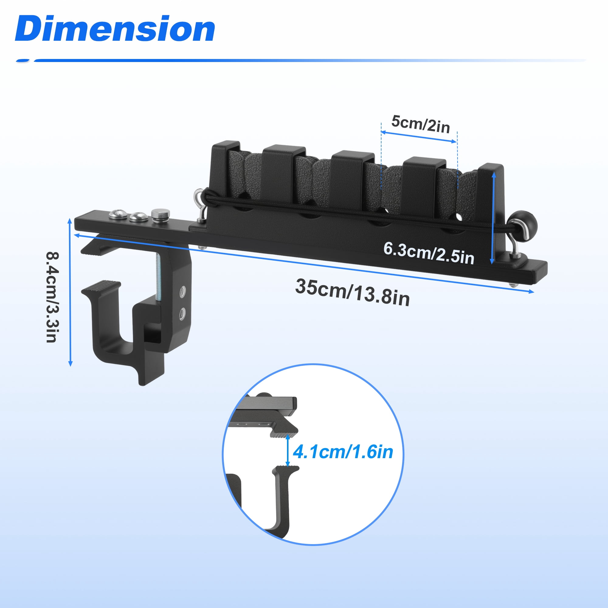 Unique Bargains Fishing Rod Holder with C-Clamp Mount Black 4 Rods