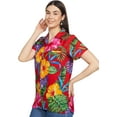 thumbnail image 3 of Stylore Womens Hawaiian Shirt Short Sleeve Blouse Big Hibiscus Red L, 3 of 7