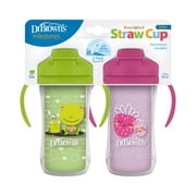 Dr. Browns Milestones Insulated Sippy Cup with Straw & Handles, Green/Purple, 10oz, 12m+, 2 Pack