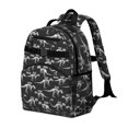 thumbnail image 2 of Dinosaur and Skeleton Black Pattern Cute School Backpack Bag for School with Padded Back and Adjustable Shoulder Straps 15.25"x11.5"x5.25", 2 of 5