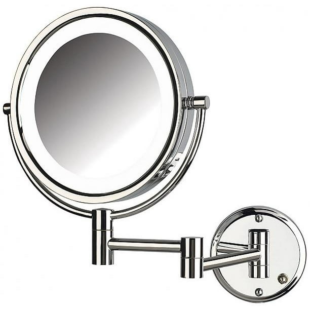 Led Lighted Hardwired Makeup Mirror, Hardwired Wall Mounted Makeup Mirror 10x