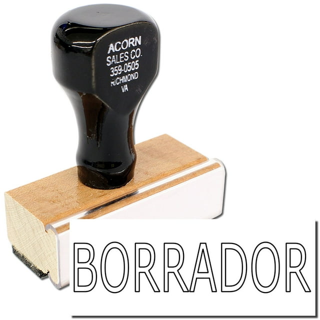 Large Borrador Rubber Stamp, Wooden Handle Rubber Stamp, Laser Engraved Dies, Impression Size 7/8" tall x 2-1/4”, Uses a Separate Stamp Pad