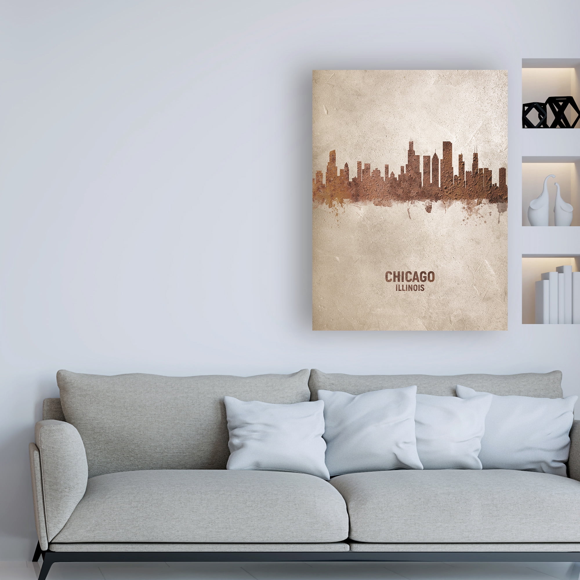 Trademark Fine Art 'Chicago Illinois Rust Skyline' Canvas Art by Michael Tompsett