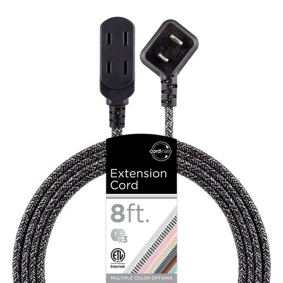 Cordinate Designer, Extension Electrica de 3 salidas polarizadas, Cable Trenzado de 2.4 m (8 pies),