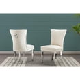 thumbnail image 2 of Set of 2 Cream Velvet Upholstered Side Chairs with Stainless Steel Legs and Ring, 2 of 2