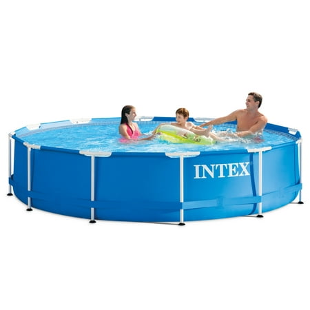 Intex 12' x 30'' Metal Frame Above Ground Swimming Pool with Filter (Best Metal Frame Pool)