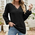 thumbnail image 4 of Besolor Women's Fall Tunic Tops Trendy V Neck Long Sleeve Eyelet Shirts Casual Ladies Going out Dressy Blouses Tee, 4 of 6