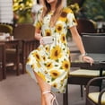 thumbnail image 3 of Fotbe European-style Pattern Sunflower A Pattern Dress Casual Womens Fashion Short Sleeve Maxi Dress T Shirt Dress Striped Long Color Block Maxi Dress, 3 of 6