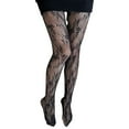 thumbnail image 3 of Floral Flower Tight Sexy Tights, Women's Sexy Pattern Tights Fishnet Ribbon Floral Print Pantyhose Stockings Seggings Free Size (Without Panties) Black, 3 of 9