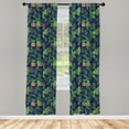 thumbnail image 2 of Ambesonne Boho Floral Curtains, Abstract Tropical Art, Pair of 28"x84", Indigo Fern Green Coral, 2 of 4