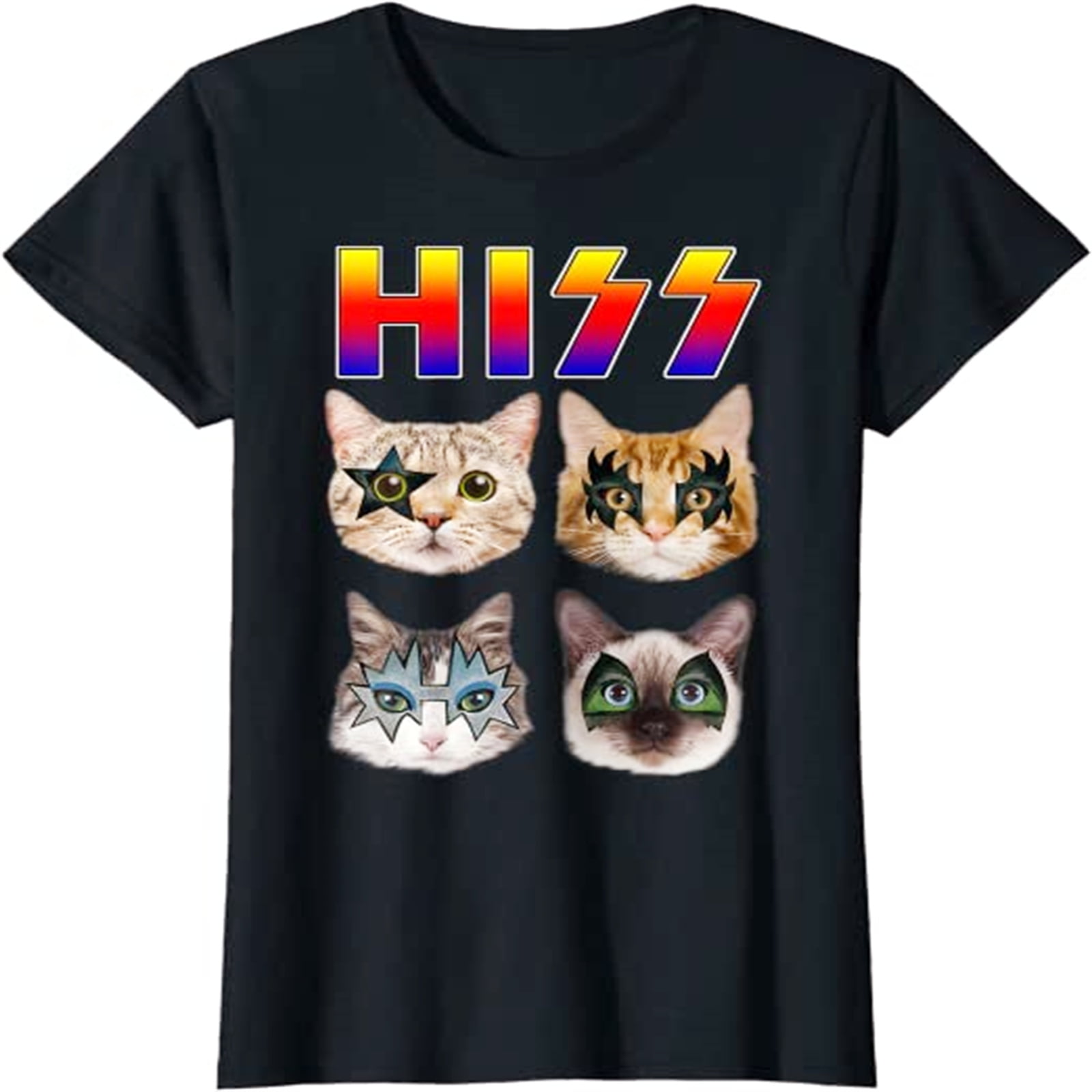 Hiss Funny Cats Short Sleeve Kittens Rock Rockin Tshirt Gifts for Cat