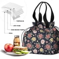 thumbnail image 4 of Pioneer Flower Floral Print Pattern Drawstring Lunch Bag Women - Drawstring Lunch Bag Insulated for Work Office - Stain-Resistant Large Lunchbags for Women with Multi-Pockets, 4 of 6