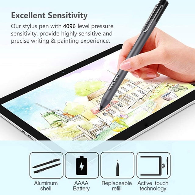 Lápiz Óptico Lápiz óptico con sensibilidad a la presión de 4096 niveles para Surface Pro 7 6 (azul oscuro)