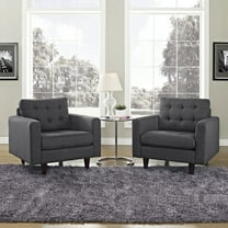 Modway Empress Armchair Upholstered Fabric Set of 2 in Gray