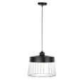 thumbnail image 5 of Decmode Contemporary 11 x 14 inch cylindrical iron cage-type pendant with bulb, Black, 5 of 5