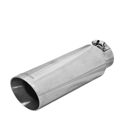 Flowmaster 15398 Exhaust Tip - 4.00 in. Angle Cut Polished SS Fits 3.00 in. Tubing - Clamp on