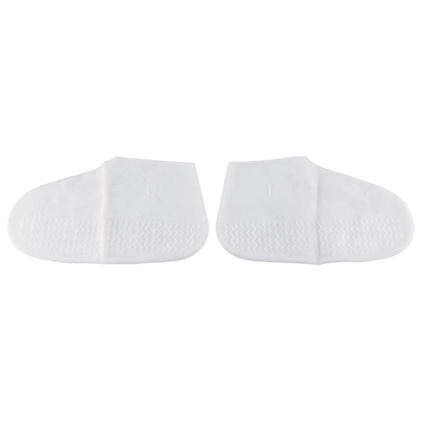 Cubrezapatillas elástico de silicona blanca para adultos, impermeable, antideslizante (L)