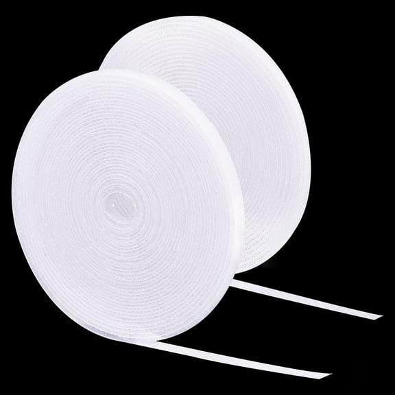 2 Pairs Mini Polyester Sew On Hook and Loop Tape Sewing Type Without Adhesive 32.8Ft x 0.2Inch White Tiny Fastening Fabric Tape Micro Extremely Thin