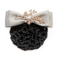 thumbnail image 3 of opvise Women Hair Net Temperament Flower Shape OL Style Fishnet Hair Decoration Decorative Soft Bow-knot Lady Bud Hair Net for Airline Stewardess Light Grey, 3 of 8