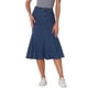 thumbnail image 1 of Falda de mezclilla casual INSPIRE CHIC para mujer, de talle alto, en línea A, con vuelo, midi, tamaño L, azul medio, 1 of 6