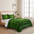 thumbnail image 5 of Quilts Twin XL Size Bedding Set, Green Football Field Lightweight Quilted Comforter, Center Circle Soccer Ball Soft Reversible Bedspread Coverlet with Pillow Covers for All Season, 68" x 98", 5 of 9
