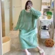 thumbnail image 4 of Conjunto de pijama de felpa Jacquard de manga larga para mujer, ropa de dormir de longitud media de estilo dulce para otoño e invierno, ropa exterior de talla grande para el hogar, 4 of 5