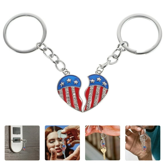 FRCOLOR Patriotic Decoration You Flag Keychain 8.50X3.00X0.70CM