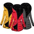 thumbnail image 4 of Joernso Winter Coat Solid Color Zipper Closure Slim Waist Hooded Quilted Women Overcoat for Outdoor, 4 of 8