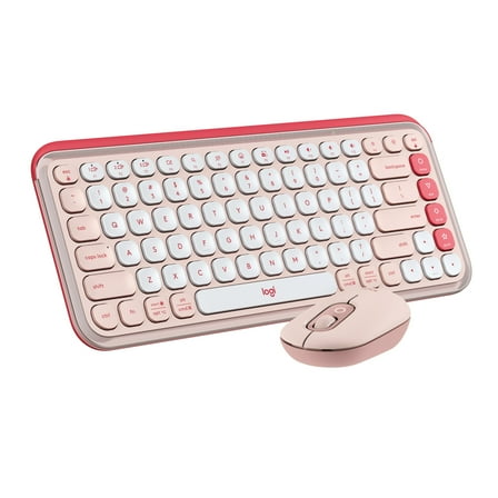 Logitech POP ICON Combo, Bluetooth Keyboard and Mouse Combo, Comfortable Typing, programmable Keys and Buttons, Rose