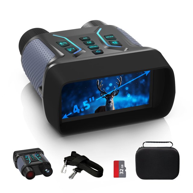 Jumelles de Vision Nocturne pour Adultes et Enfants - Écran 4,5 Pieds' Lunettes de Vision Nocturne Infrarouges avec Étui, Vidéo 4K et Photos 36MP, Zoom Numérique 8X, 7-L