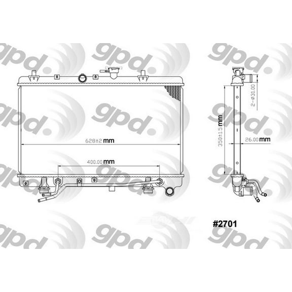 Global Parts Distributors 2701C Radiator Fits select: 2003-2005 KIA RIO