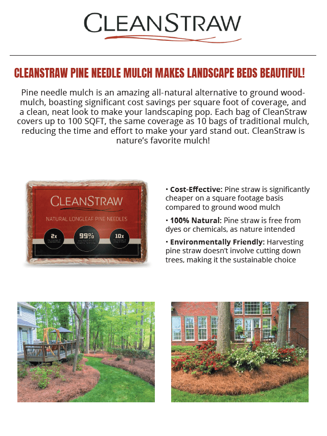 CleanStraw Longleaf Pine Straw Mulch 2.3 cu. Ft.